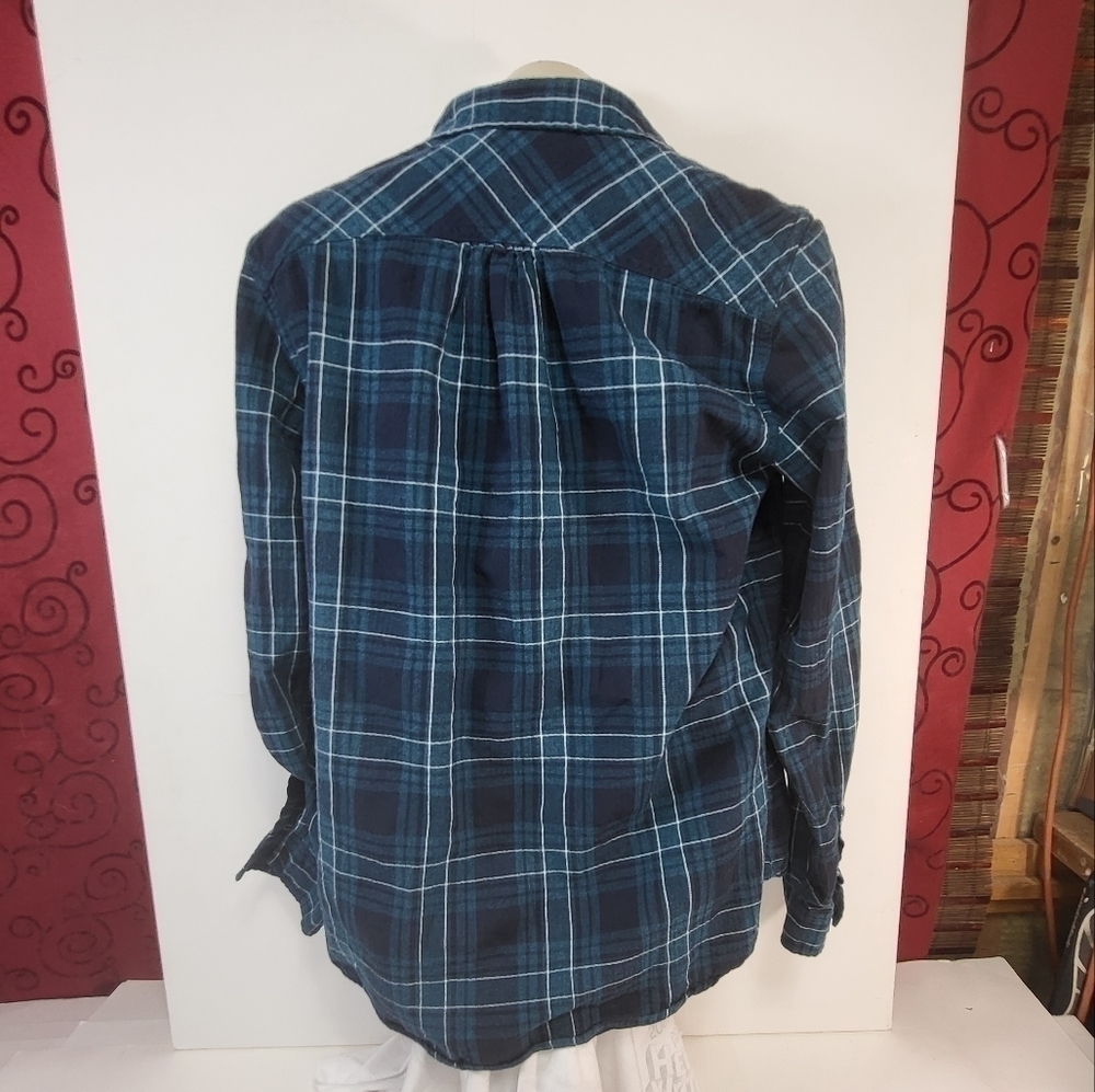 Wind River Plaid Long Sleeve Collared Blouse - Picture 9 of 11
